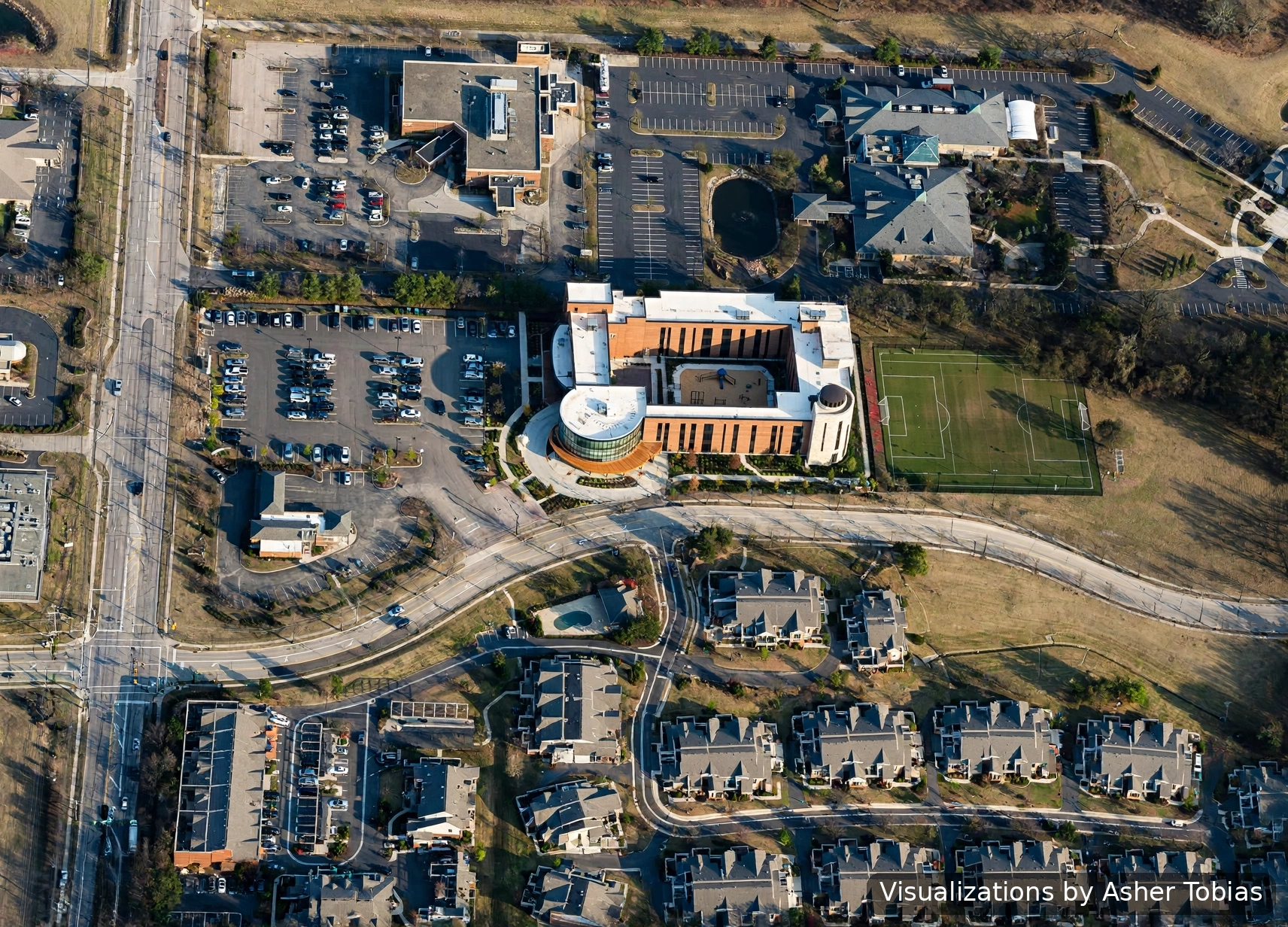 Aerial concept rendering of the new campus
